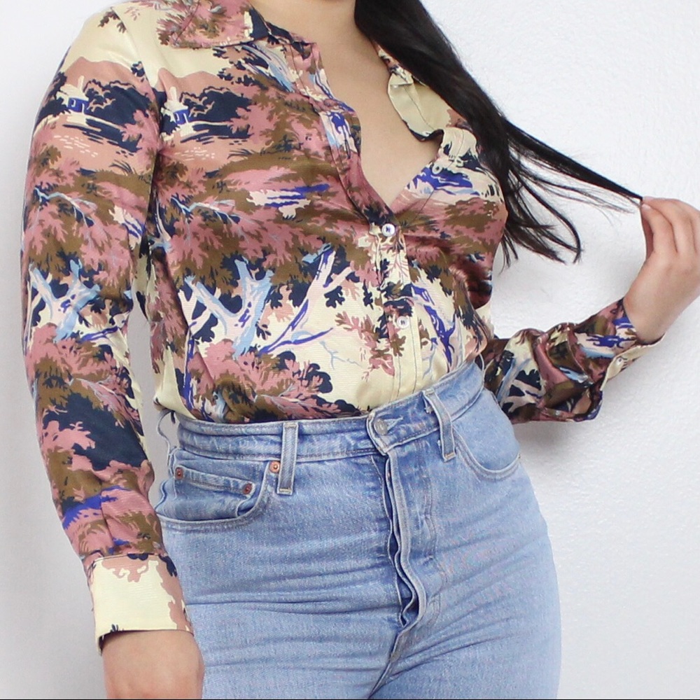 OttodAme Printed Button Down Blouse